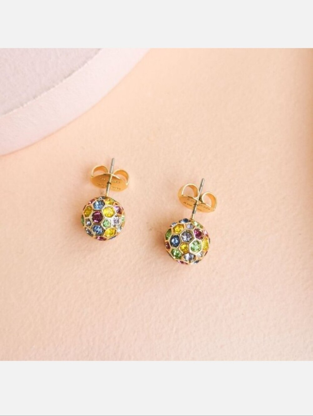 kate spade Gold-Tone Multicolor Crystal Button Earrings - Picture 3 of 4